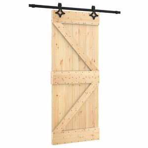 vidaXL Slīdo&scaron;ās durvis 85 x 210 cm Cieta priedes koks (neapstrādāts)