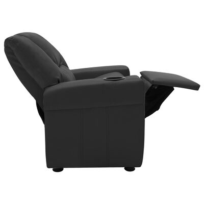 vidaXL bērnu atpūtas krēsls, atgāžams, melna mākslīgā āda
