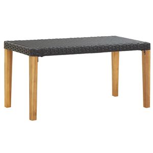 vidaXL sols, 120 cm, melna PE rotangpalma, akācijas masīvkoks