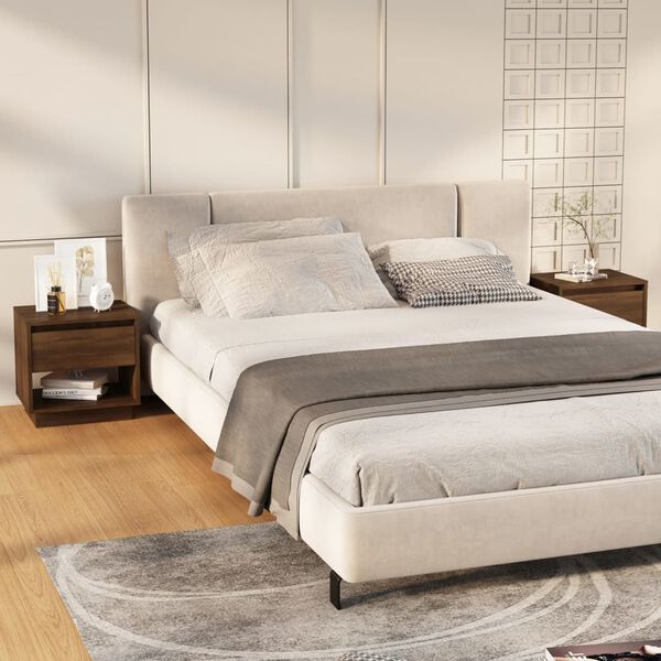 vidaXL naktsskapī&scaron;i, 2 gb., brūna ozola, 45x34x44cm, inženierijas koks