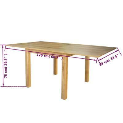 vidaXL izvelkams galds, 170x85x75 cm, ozolkoks