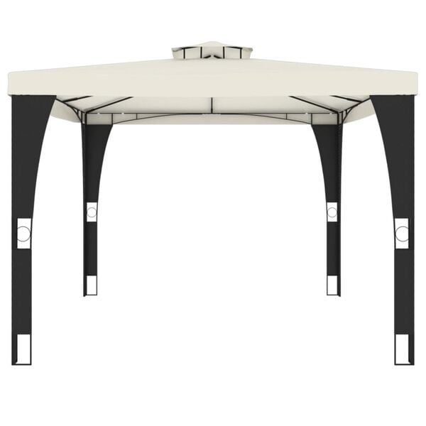 vidaXL nojume ar dubultu jumtu, krēmkrāsas, 3,98x2,98 m, tērauds