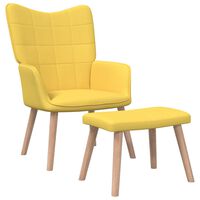 vidaXL atpūtas krēsls ar kāju balstu, sinepju dzeltens audums
