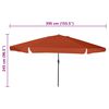vidaXL Dārza parasols Sarkanbrūns 395 x 395 x 245 cm