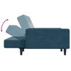 vidaXL 2-vietīga dīvāngulta ar kāju balstu, zils samts