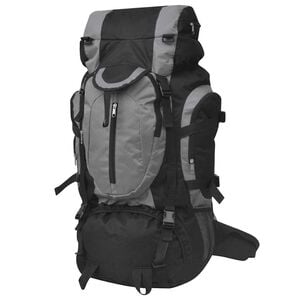 vidaXL pārgājienu mugursoma XXL, 75 L, melna un pelēka