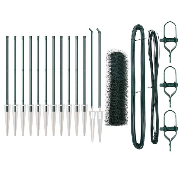 vidaXL Žoga āķis Zaļa 25 x 0,4 m (50 mm siets) Tērauds un PVC