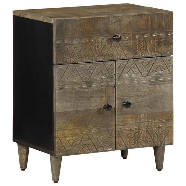 vidaXL naktsskapītis gai&scaron;i pelēks 50x33x60 cm masīvkoka mango