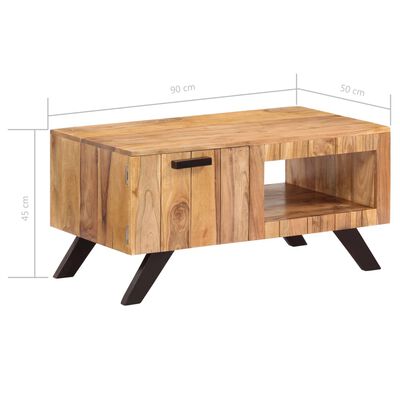 vidaXL kafijas galdiņš, 90x50x45 cm, akācijas masīvkoks