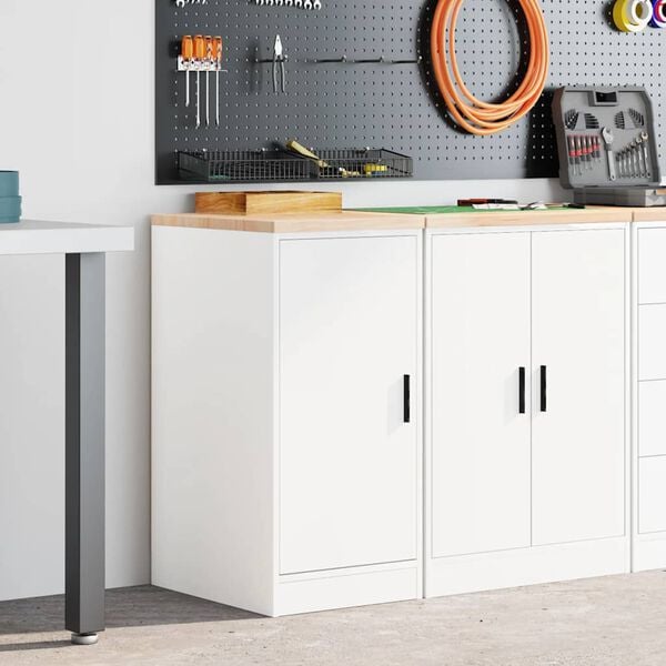 vidaXL Garāžas glabāšanas skapis, balts, 40x51x85 cm priedes masīvkoks