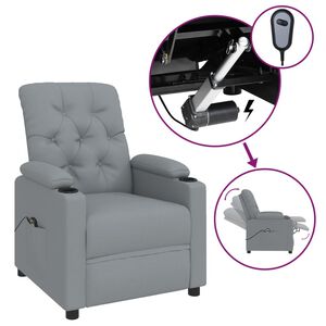 vidaXL elektrisks atpūtas krēsls, atgāžams, gai&scaron;i pelēks audums