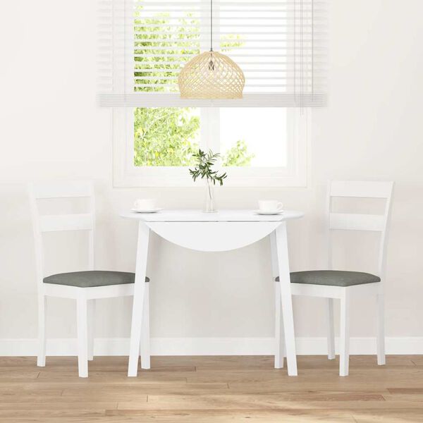 vidaXL Ēdamistabas krēsli ar spilveniem 2 gab. Balta masīvkoka gumija