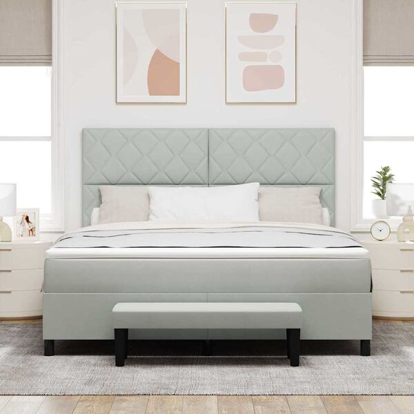 vidaXL Kastītes atsperu gulta Gai&scaron;i pelēka 180 x 200 cm Samts