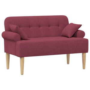 vidaXL Divvietīga mēbele ar pogu pūkām Vīna sarkans 120 x 65 x 79 cm