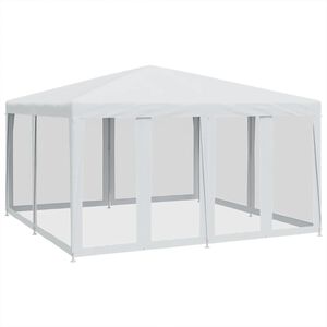 vidaXL svinību telts, ar 8 sieta sienām, 4x4 m, balta, HDPE