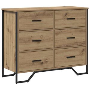 vidaXL Drīzā rokas 6-Atvilktne Artisānā ozols 91 x 35,5 x 74,5 cm