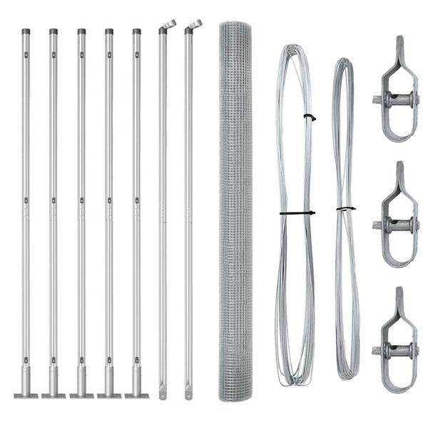 vidaXL Žoga āķis Sudraba 10 x 1,5 m (19 x 19 mm tīkla) Tērauds