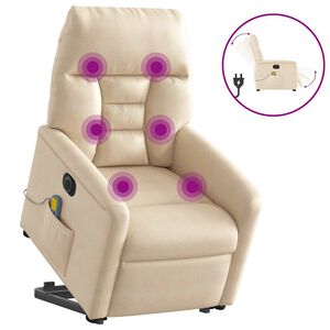 vidaXL elektrisks masāžas krēsls, paceļams, bē&scaron;s mikro&scaron;ķiedras audums