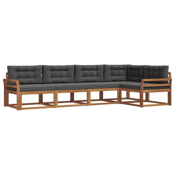 vidaXL Āra dīvānu komplekts ar spilvenu 5 pcs Dabisks un antracīts