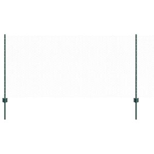 vidaXL Se&scaron;stūra žogs ar stabu 50 x 1 m PVC pārklāts tērauds Zaļa Tīkls