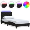 vidaXL gultas rāmis ar LED bez matrača, melns, 90x200cm audums