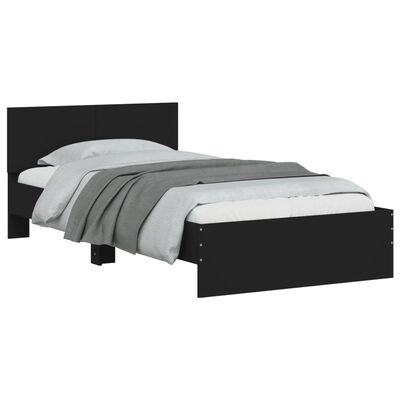 vidaXL gultas rāmis ar galvgali un LED, melns, 100x200 cm