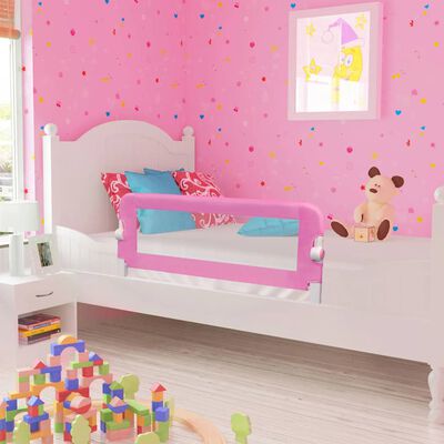 vidaXL bērnu gultas aizsargbarjera, rozā, 120x42 cm, poliesters