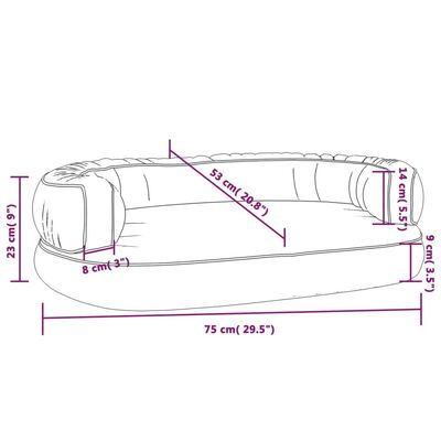 vidaXL ergonomiska suņu gulta, pelēka, 75x53 cm, mākslīgā āda