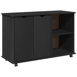 vidaXL Rito&scaron;ais skapis ar riteni Melna 100 x 39 x 65,5 cm Cieta priede