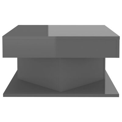 vidaXL kafijas galdiņš, spīdīgi pelēks, 57x57x30 cm, skaidu plāksne