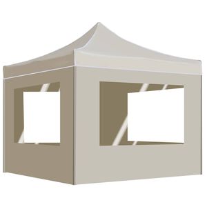 vidaXL saliekama nojume ar sānu sienām, 3x3 m, alumīnijs, krēmkrāsā