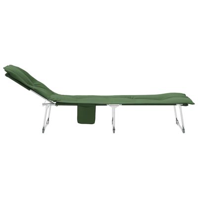 vidaXL salokāms sauļošanās krēsls, tumši zaļš audums