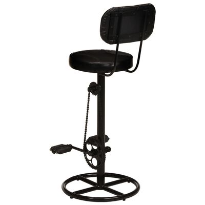 vidaXL bāra krēsli, 2 gab., melni, dabīgā kazas āda