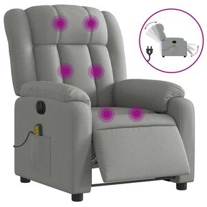 vidaXL elektrisks masāžas krēsls, atgāžams, gai&scaron;i pelēks audums
