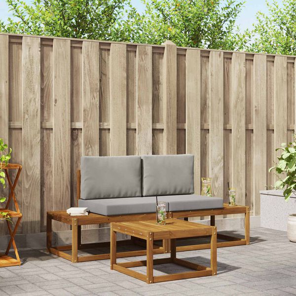 vidaXL Āra dīvānu komplekts ar spilvenu 3 pcs Dabiska