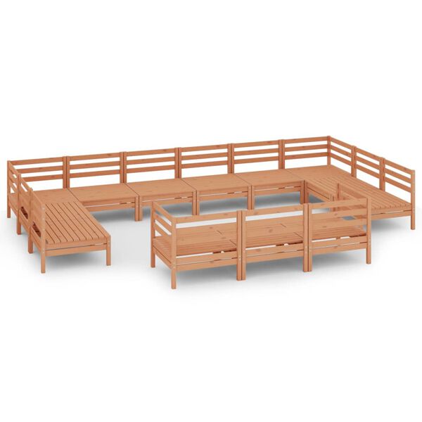 vidaXL 13-daļīgs dārza mēbeļu komplekts, brūns priedes masīvkoks