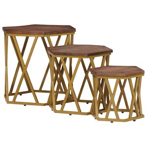 vidaXL Kafijas galdiņi Brūna 55 x 55 x 50 cm Cieta mango koksne