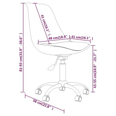 vidaXL grozāmi virtuves krēsli, 6 gab., violets audums