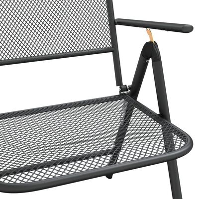 vidaXL saliekami dārza krēsli, 4 gab., metāla siets, antracītpelēki