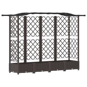vidaXL Pacelta gulta ar treliem un jumtu Brūna 203,5 x 40 x 123 cm PP