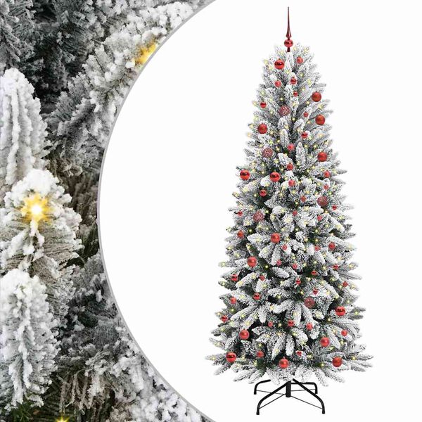 vidaXL Mākslīgā Ziemassvētku eglīte su 300 LED ar statīvu Balts 210 cm