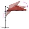 vidaXL Dārza cantilever parasols Sarkanbrūns 372 x 198 x 243 cm