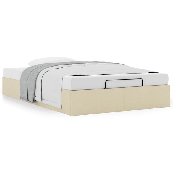 vidaXL Osmaņu gultas rāmis bez matrača krēmkrāsas 120x200 cm audums