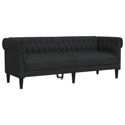 vidaXL trīsvietīgs Chesterfield dīvāns, melns audums