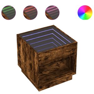 vidaXL naktsgaldiņ&scaron; ar LED, ozolkoka krāsa, 50x50x50 cm