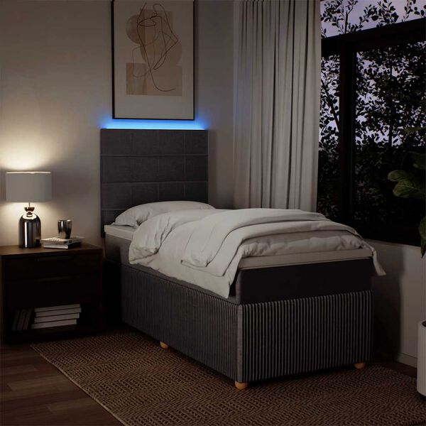 vidaXL atsperu gultas rāmis ar matraci, pelēkbrūns, 80x200 cm, audums