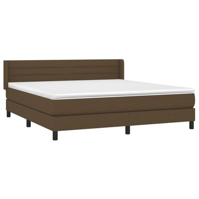 vidaXL atsperu gulta ar matraci, tumši brūns, 160x200 cm, audums