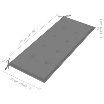 vidaXL dārza sols ar matraci, 128,5 cm, masīvs tīkkoks