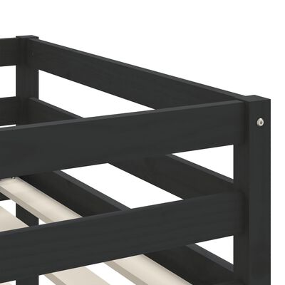 vidaXL bērnu gulta ar trepēm, melna, 80x200 cm, priedes masīvkoks