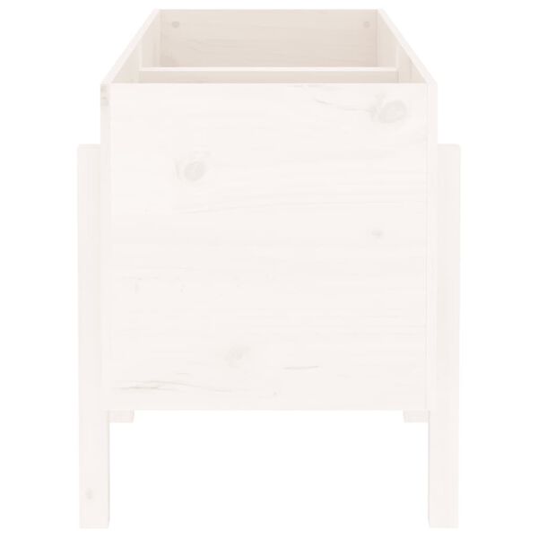 vidaXL augstā puķu kaste, balta, 121x50x57 cm, priedes masīvkoks